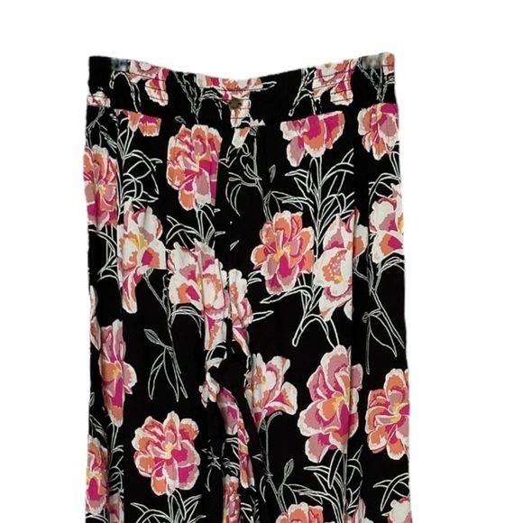 Roxy Pants Women’s Size XS Black Floral Print NWT Vacation Flowy Wide Leg - Picture 4 of 9